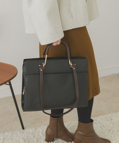 RODE SKO（ロデスコ）の「2WAYスクエアバッグ（トートバッグ・レディース・ブラック/ベージュ・ONE）」の20枚目の写真