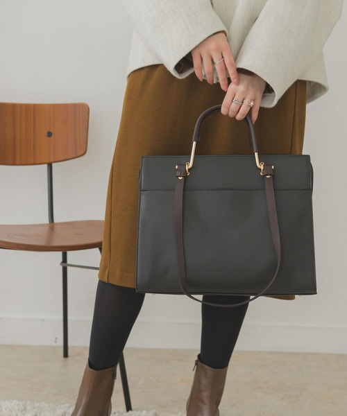RODE SKO（ロデスコ）の「2WAYスクエアバッグ（トートバッグ・レディース・ブラック/ベージュ・ONE）」の16枚目の写真