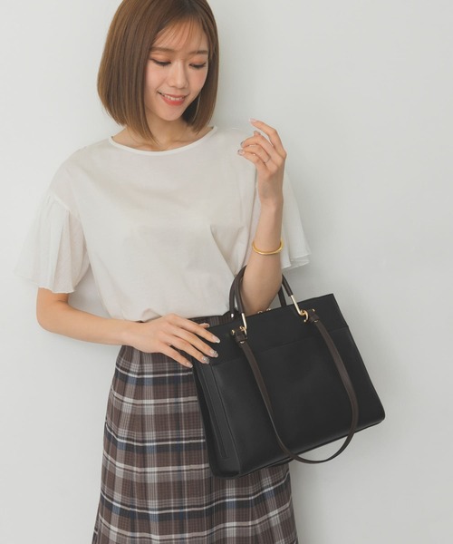 RODE SKO（ロデスコ）の「2WAYスクエアバッグ（トートバッグ・レディース・ブラック/ベージュ・ONE）」の7枚目の写真