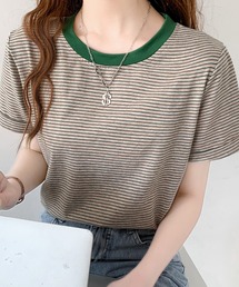 ハーフボーダー配色カットTシャツ