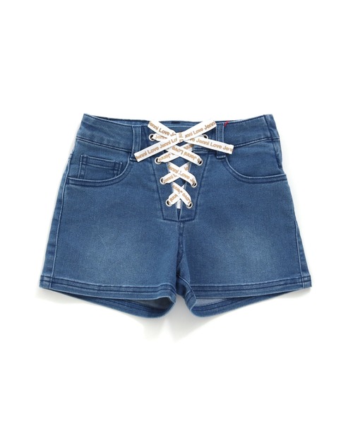 JENNI love(ジェニィラブ)の「ロゴレースアップデニムショーパン(デニムパンツ・キッズ・サックスブルー/ブルー・130cm/140cm/150cm/160cm)」の9枚目の写真