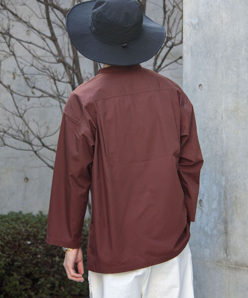GLOSTER（グロスター）の「【WORK ABOUT/ワークアバウト】NEO SLEEPING SHIRT ネオスリーピングシャツ（シャツ/ブラウス・メンズ・ダークブラウン/グレイッシュベージュ/グリーン・MEDIUM/LARGE）」の9枚目の写真