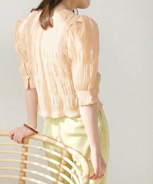 Bab(バブ)の「パフスリーブシャーリングブラウス(シャツ/ブラウス・レディース・ベージュ/パープル/ピンク/グリーン・M)」の19枚目の写真