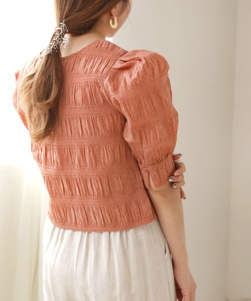 Bab(バブ)の「パフスリーブシャーリングブラウス(シャツ/ブラウス・レディース・ベージュ/パープル/ピンク/グリーン・M)」の22枚目の写真