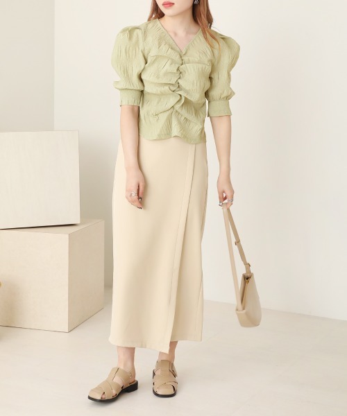 Bab(バブ)の「パフスリーブシャーリングブラウス(シャツ/ブラウス・レディース・ベージュ/パープル/ピンク/グリーン・M)」の21枚目の写真