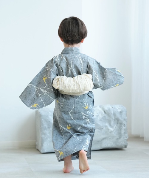 セール】キッズ浴衣3点セット 男の子 utatane×注染工房 グレーに
