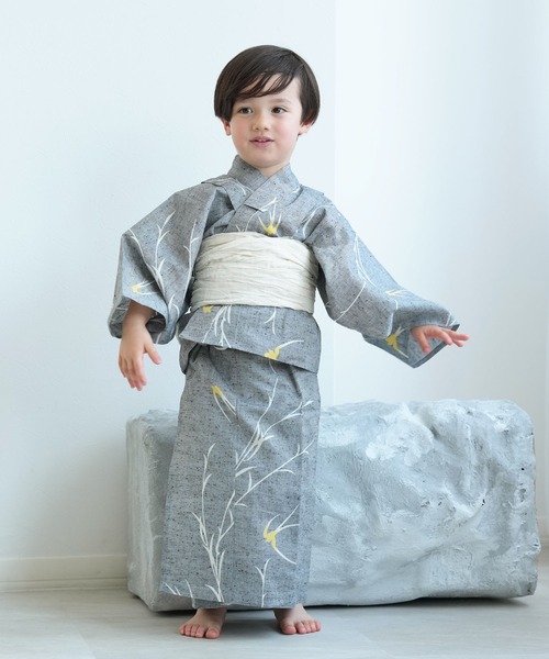 たつみん様キッズ服セット セール】キッズ浴衣3点セット 男の子 utatane×注染工房 グレーに