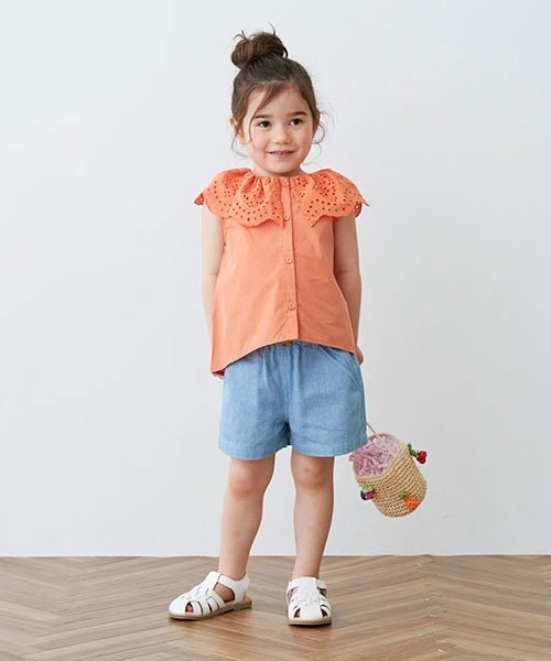 petit main(プティマイン)の「【防汚加工】ベーシックショートパンツ(その他パンツ・キッズ・ピンク/ブルー/サックスブルー/ベージュ/キナリ/エメラルド・110cm/120cm/80cm/100cm/130cm/90cm)」の4枚目の写真