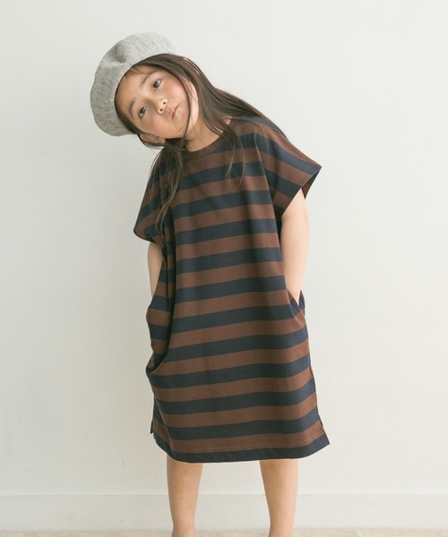 FORK&SPOON(フォークアンドスプーン)の「FORK&SPOON ボーダーカットソーワンピース(KIDS)(ワンピース・キッズ・ブラウン系その他/ベージュ系その他・120/105/135)」の10枚目の写真
