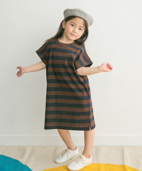 FORK&SPOON(フォークアンドスプーン)の「FORK&SPOON ボーダーカットソーワンピース(KIDS)(ワンピース・キッズ・ブラウン系その他/ベージュ系その他・120/105/135)」の11枚目の写真