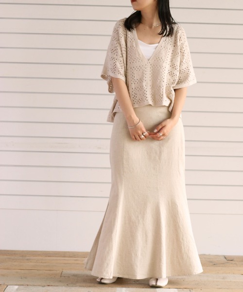 cepo（セポ）の「リネンレーヨン マーメイドスカート（スカート・レディース・ブラック/オフホワイト・M）」の19枚目の写真