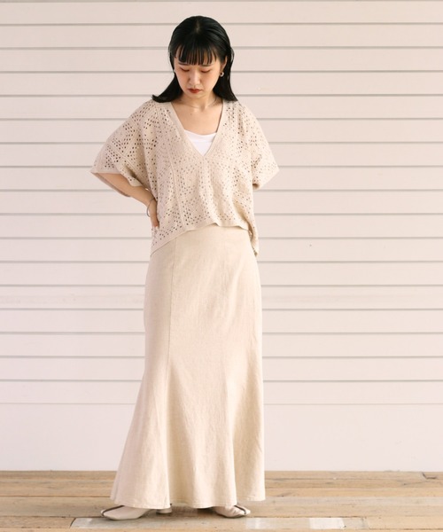 cepo（セポ）の「リネンレーヨン マーメイドスカート（スカート・レディース・ブラック/オフホワイト・M）」の15枚目の写真