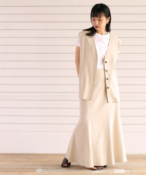 cepo（セポ）の「リネンレーヨン マーメイドスカート（スカート・レディース・ブラック/オフホワイト・M）」の16枚目の写真