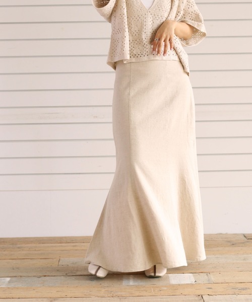 cepo（セポ）の「リネンレーヨン マーメイドスカート（スカート・レディース・ブラック/オフホワイト・M）」の18枚目の写真