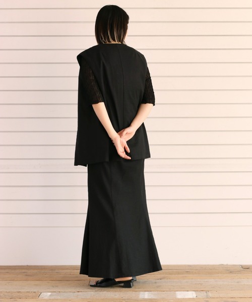 cepo（セポ）の「リネンレーヨン マーメイドスカート（スカート・レディース・ブラック/オフホワイト・M）」の9枚目の写真