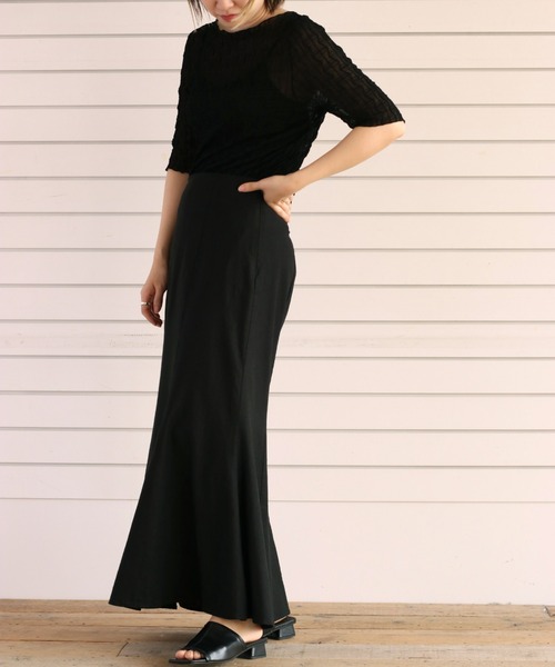 cepo（セポ）の「リネンレーヨン マーメイドスカート（スカート・レディース・ブラック/オフホワイト・M）」の13枚目の写真