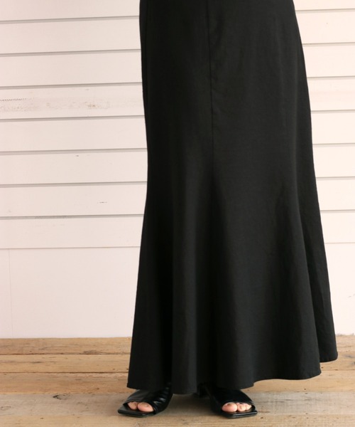 cepo（セポ）の「リネンレーヨン マーメイドスカート（スカート・レディース・ブラック/オフホワイト・M）」の8枚目の写真
