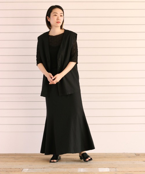 cepo（セポ）の「リネンレーヨン マーメイドスカート（スカート・レディース・ブラック/オフホワイト・M）」の11枚目の写真