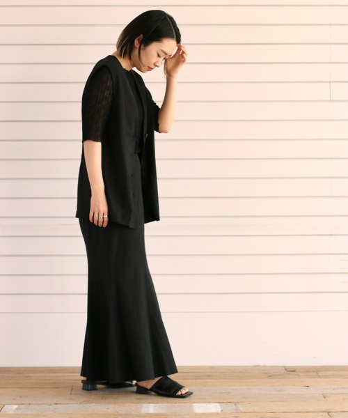 cepo（セポ）の「リネンレーヨン マーメイドスカート（スカート・レディース・ブラック/オフホワイト・M）」の10枚目の写真