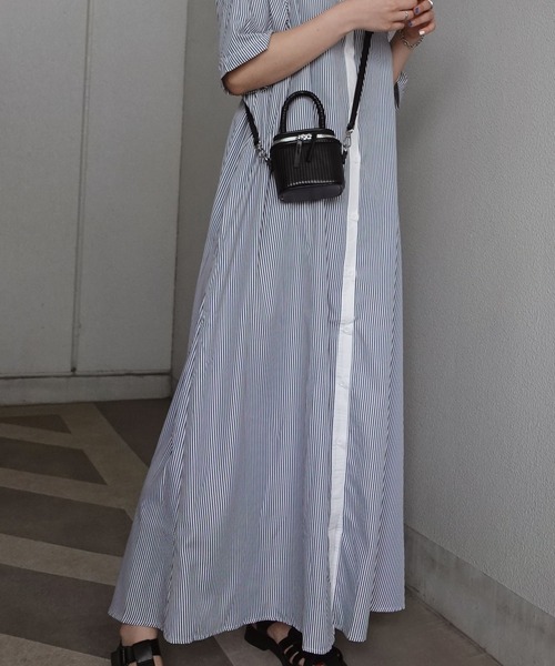 CORNERS(コーナーズ)の「CORNERS by KR ストライプ半袖シャツワンピース(ワンピース・レディース・ネイビー/ブラック/グリーン/オレンジ・M/L)」の12枚目の写真