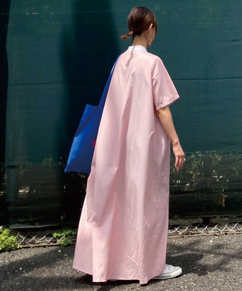 CORNERS(コーナーズ)の「CORNERS by KR ストライプ半袖シャツワンピース(ワンピース・レディース・ネイビー/ブラック/グリーン/オレンジ・M/L)」の18枚目の写真