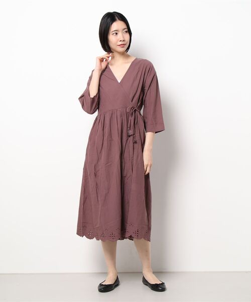 Samansa Mos2 blue（サマンサモスモスブルー）の「カシュクールワンピース（ワンピース・レディース・パープル/グリーン/チャコール・ﾌﾘ-）」の6枚目の写真