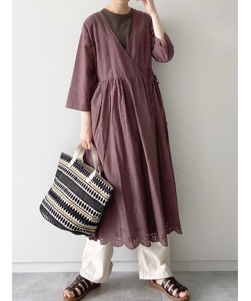 Samansa Mos2 blue（サマンサモスモスブルー）の「カシュクールワンピース（ワンピース・レディース・パープル/グリーン/チャコール・ﾌﾘ-）」の8枚目の写真