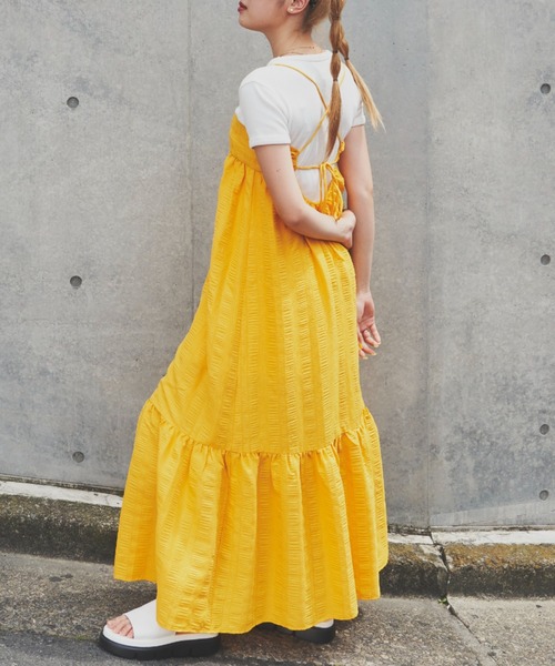 SHAGGIE(シャギー)の「ワッシャーロングワンピース(ワンピース・レディース・ブラック/イエロー/ブルー/ピンク・FREE)」の4枚目の写真