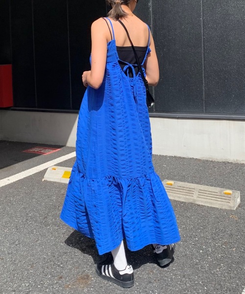 SHAGGIE(シャギー)の「ワッシャーロングワンピース(ワンピース・レディース・ブラック/イエロー/ブルー/ピンク・FREE)」の3枚目の写真