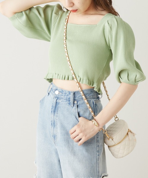 No.D529 ホワイトデニム⭐【L】3段フリルチューリップバッグ⭐ No.D507 ホワイトデニム⭐3段フリルチューリップバッグ【L