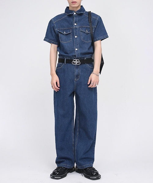 WESTBOY(ウエストボーイ)の「ウォッシュドデニムジャンプスーツ WO22S5PT01【WB ORIGINALS】(つなぎ/オールインワン・メンズ・ブルー/ライトブルー・XL/L/M)」の2枚目の写真