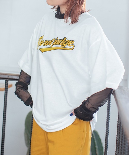 PBLIM（ページボーイリム）の「PAGEBOYLIM/サテンロゴスウェットT（Tシャツ/カットソー・レディース・レッド/オフホワイト/杢グレー・MEDIUM/LARGE）」の13枚目の写真