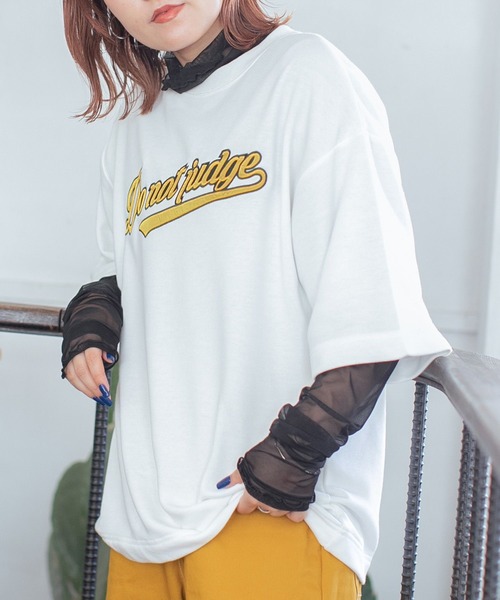 PBLIM（ページボーイリム）の「PAGEBOYLIM/サテンロゴスウェットT（Tシャツ/カットソー・レディース・レッド/オフホワイト/杢グレー・MEDIUM/LARGE）」の15枚目の写真