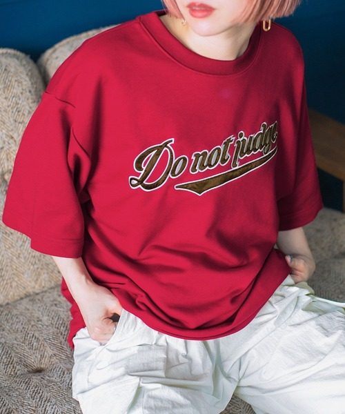 PBLIM（ページボーイリム）の「PAGEBOYLIM/サテンロゴスウェットT（Tシャツ/カットソー・レディース・レッド/オフホワイト/杢グレー・MEDIUM/LARGE）」の22枚目の写真