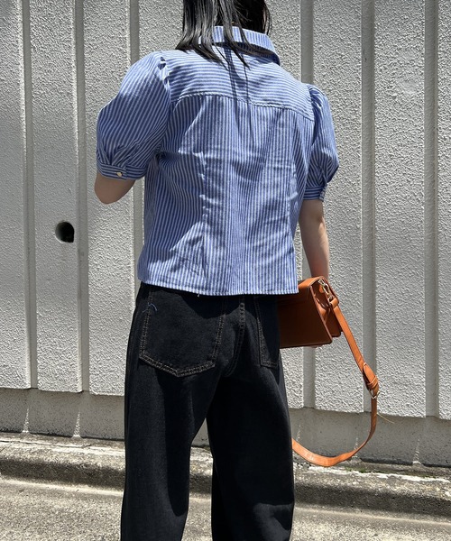 nest Robe - nest Robe 01172-1189 リネンストライプ 半袖