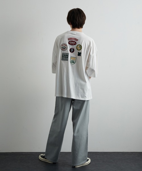 JUNRED（ジュンレッド）の「ランダムワッペンルーズTシャツ（Tシャツ/カットソー・メンズ・チャコールグレー/ホワイト・S/M/L）」の7枚目の写真