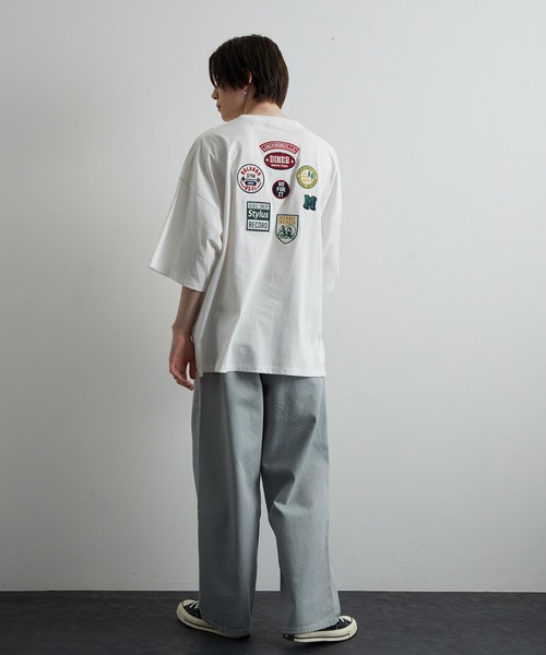 JUNRED（ジュンレッド）の「ランダムワッペンルーズTシャツ（Tシャツ/カットソー・メンズ・チャコールグレー/ホワイト・S/M/L）」の12枚目の写真