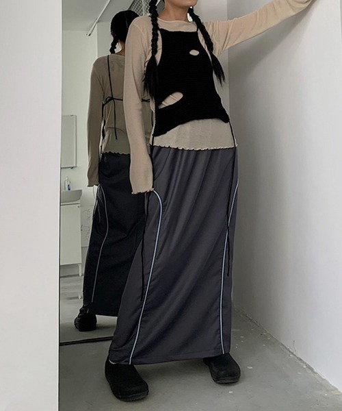 chuclla（チュクラ）の「レイヤード ニット キャミベスト chw22s163（キャミソール・レディース・グリーン/ブラック・FREE）」の11枚目の写真