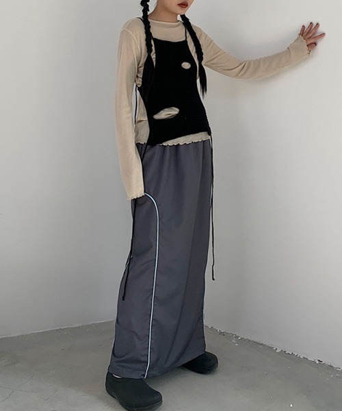 chuclla（チュクラ）の「レイヤード ニット キャミベスト chw22s163（キャミソール・レディース・グリーン/ブラック・FREE）」の14枚目の写真