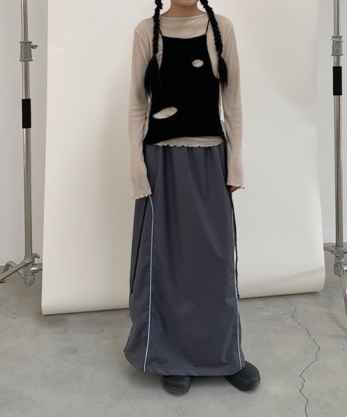 chuclla（チュクラ）の「レイヤード ニット キャミベスト chw22s163（キャミソール・レディース・グリーン/ブラック・FREE）」の16枚目の写真