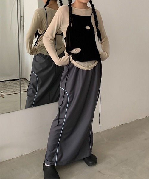 chuclla（チュクラ）の「レイヤード ニット キャミベスト chw22s163（キャミソール・レディース・グリーン/ブラック・FREE）」の17枚目の写真