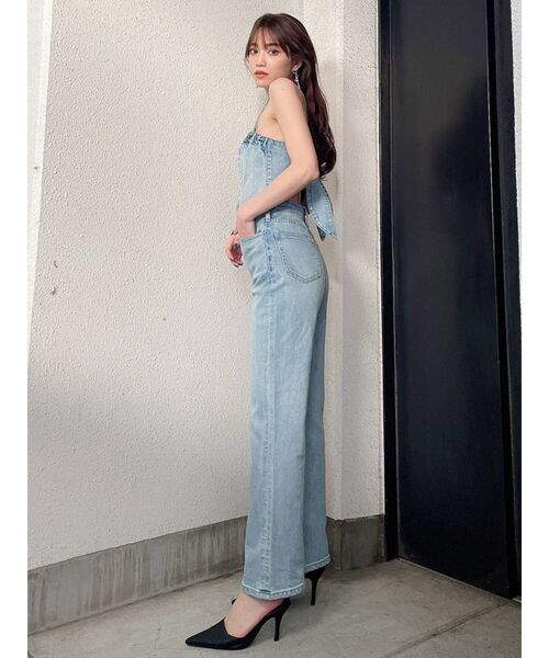 GYDA(ジェイダ)の「BACKリボンデニムロンパース(ワンピース・レディース・ブルー/ライトブルー・SMALL/MEDIUM)」の5枚目の写真