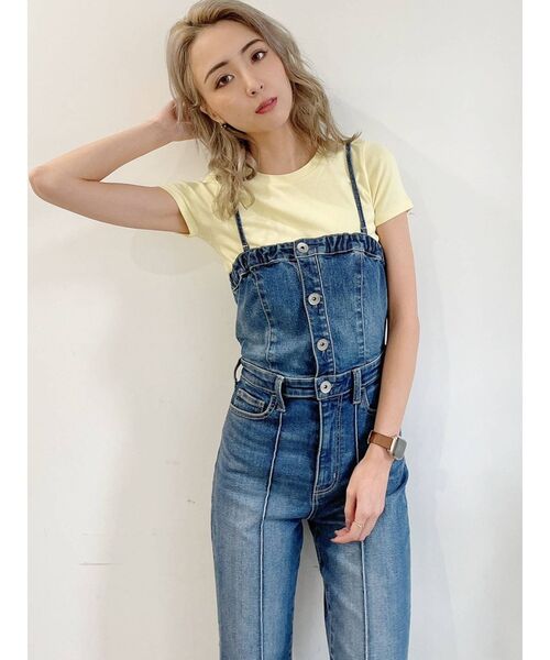 GYDA(ジェイダ)の「BACKリボンデニムロンパース(ワンピース・レディース・ブルー/ライトブルー・SMALL/MEDIUM)」の10枚目の写真