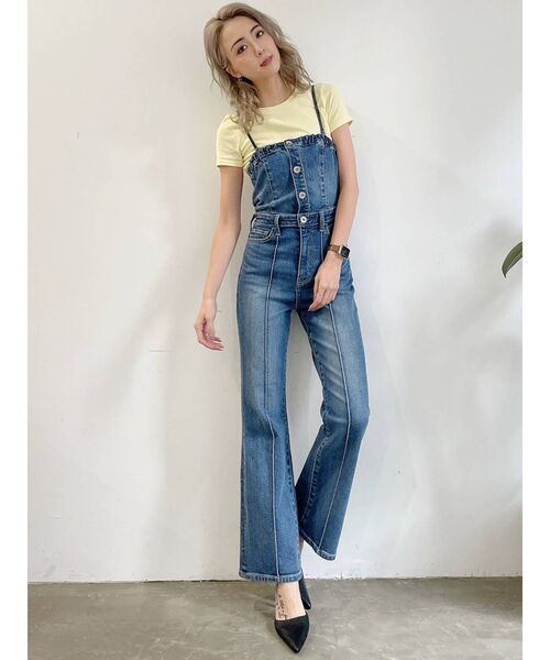 GYDA(ジェイダ)の「BACKリボンデニムロンパース(ワンピース・レディース・ブルー/ライトブルー・SMALL/MEDIUM)」の12枚目の写真