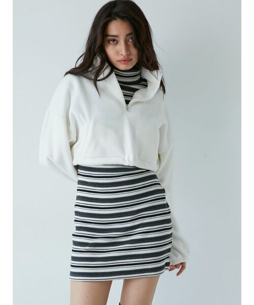 GYDA（ジェイダ）の「G SQUAREフリースアノラックショートトップス（Tシャツ/カットソー・レディース・オフホワイト/チャコールグレー/ピンク・FREE）」の7枚目の写真