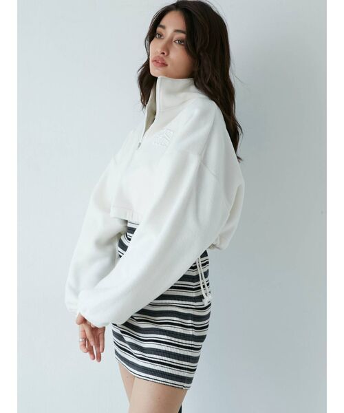 GYDA（ジェイダ）の「G SQUAREフリースアノラックショートトップス（Tシャツ/カットソー・レディース・オフホワイト/チャコールグレー/ピンク・FREE）」の13枚目の写真