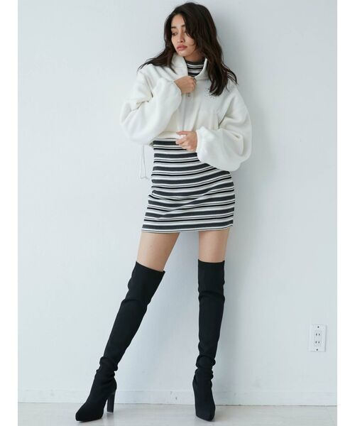 GYDA（ジェイダ）の「G SQUAREフリースアノラックショートトップス（Tシャツ/カットソー・レディース・オフホワイト/チャコールグレー/ピンク・FREE）」の4枚目の写真