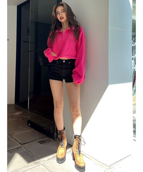 GYDA（ジェイダ）の「G SQUAREフリースアノラックショートトップス（Tシャツ/カットソー・レディース・オフホワイト/チャコールグレー/ピンク・FREE）」の17枚目の写真