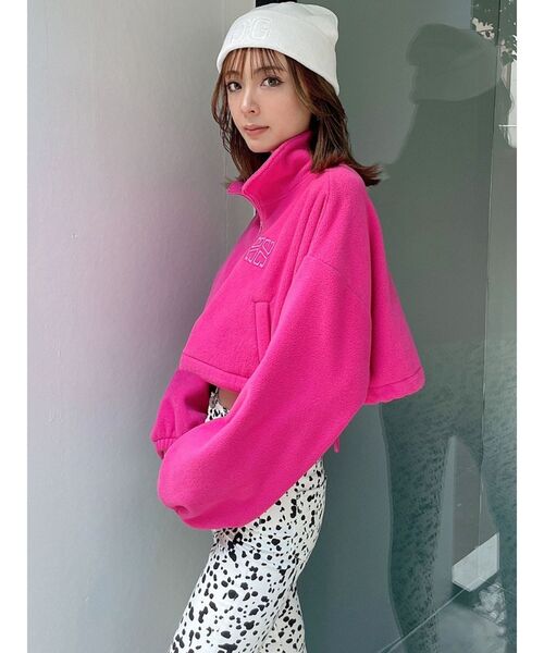 GYDA（ジェイダ）の「G SQUAREフリースアノラックショートトップス（Tシャツ/カットソー・レディース・オフホワイト/チャコールグレー/ピンク・FREE）」の5枚目の写真