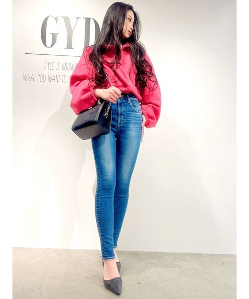 GYDA（ジェイダ）の「G SQUAREフリースアノラックショートトップス（Tシャツ/カットソー・レディース・オフホワイト/チャコールグレー/ピンク・FREE）」の21枚目の写真